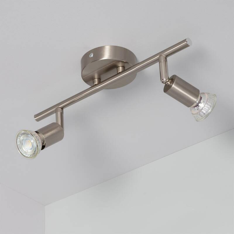 Plafonnier LED Orientable 2 Spots 10W IP20 Aluminium Argenté