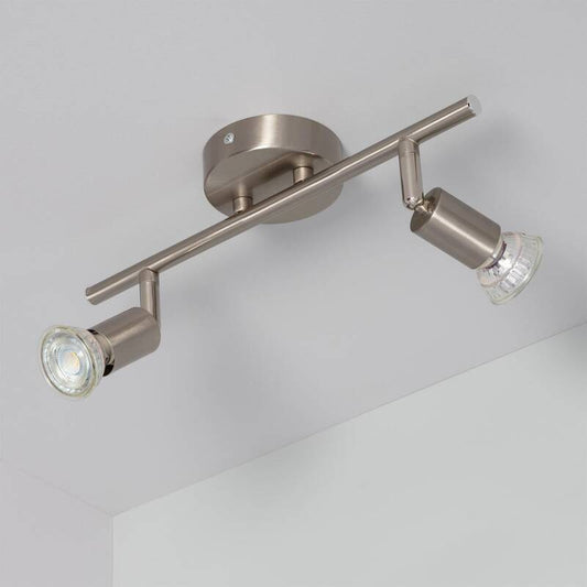 Plafonnier LED Orientable 2 Spots 10W IP20 Aluminium Argenté