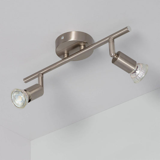 Plafonnier LED Orientable 2 Spots 10W IP20 Aluminium Argenté