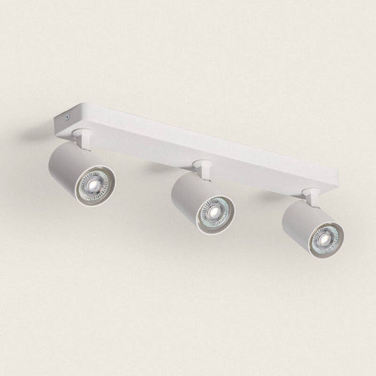 Plafonnier Orientable 3 Spots GU10, 40W, IP20, Aluminium Blanc