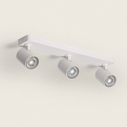 Plafonnier Orientable 3 Spots GU10, 40W, IP20, Aluminium Blanc