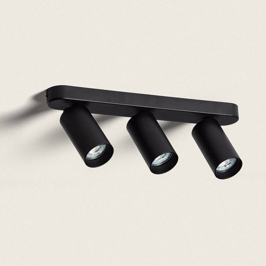 Plafonnier Orientable Emir 3 Spots, 40W, IP20, Noir, Installation en Saillie