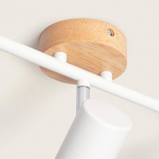 Plafonnier Orientable 3 Spots, Bois et Métal, IP20, 20W