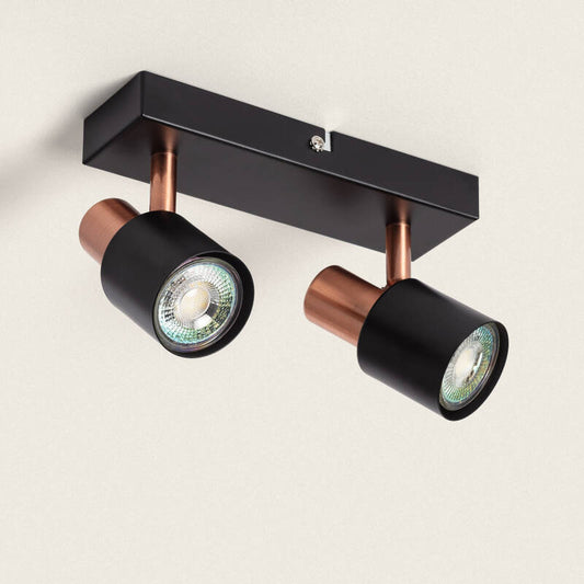 Applique Murale Orientable Métal 2 Spots, IP20, 20W, Installation en Saillie