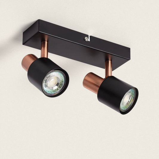 Applique Murale Orientable Métal 2 Spots, IP20, 20W, Installation en Saillie