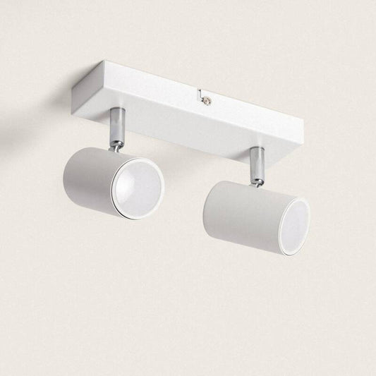 Plafonnier Orientable Métal 2 Spots, 20W, IP20, Installation en Saillie