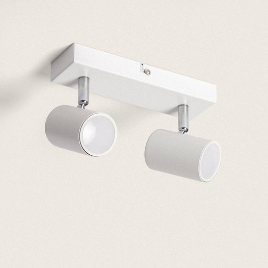 Plafonnier Orientable Métal 2 Spots, 20W, IP20, Installation en Saillie