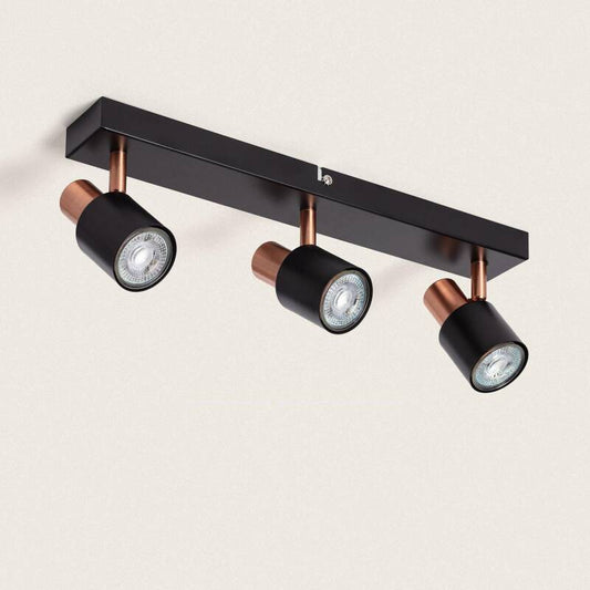 Applique Murale Orientable 3 Spots GU10, Métal Noir, IP20