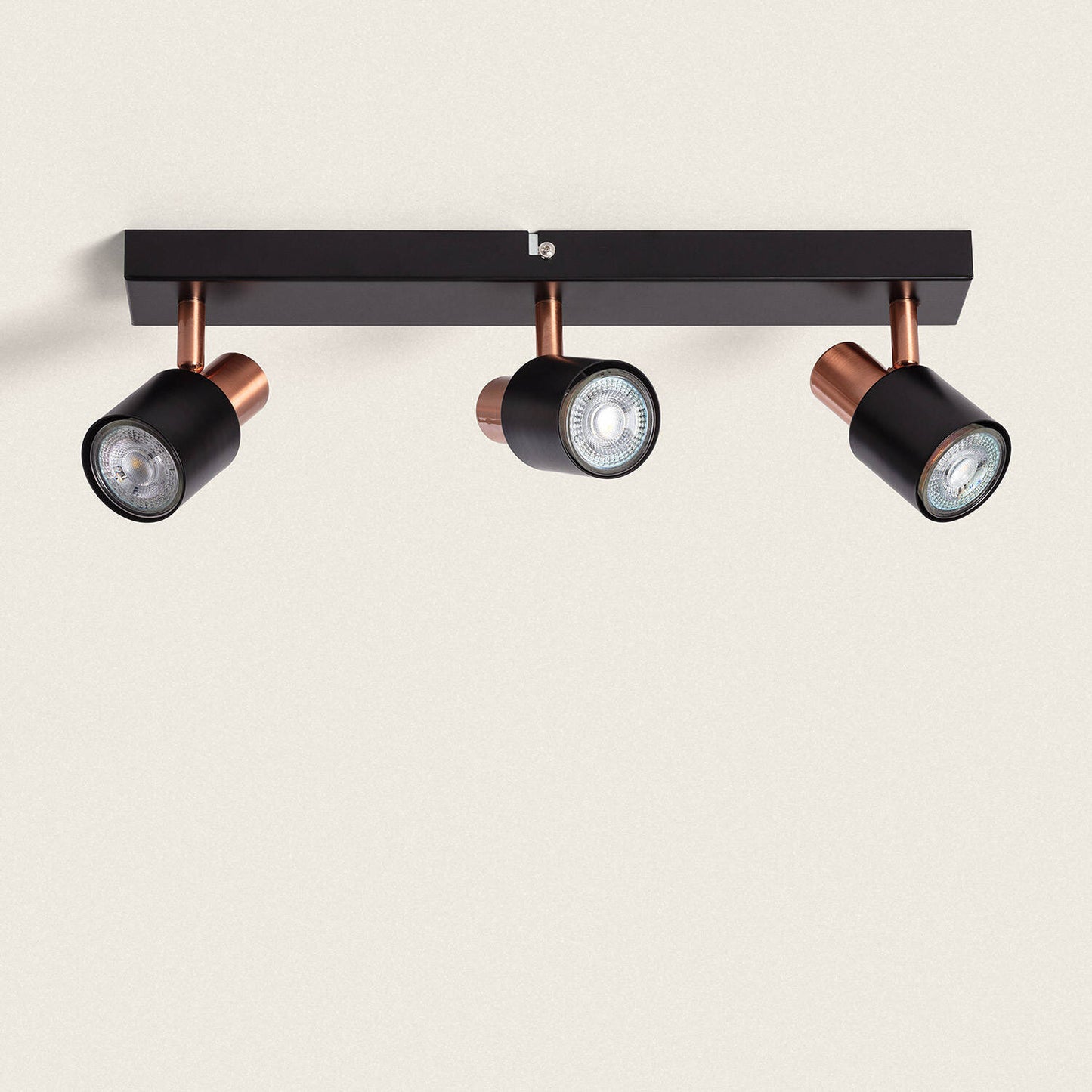 Applique Murale Orientable 3 Spots GU10, Métal Noir, IP20