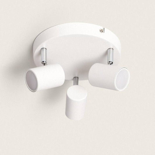 Plafonnier Rond Orientable 3 Spots GU10, 60W, IP20