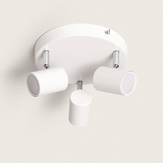 Plafonnier Rond Orientable 3 Spots GU10, 60W, IP20