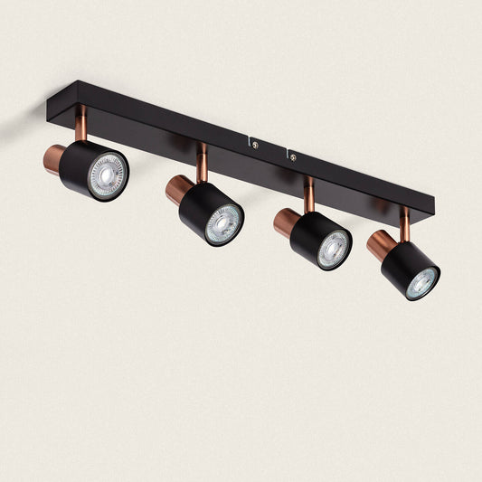 Applique Murale Orientable Métal 4 Spots, IP20, 20W, Installation en Saillie