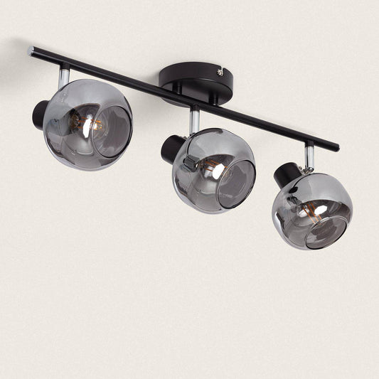Plafonnier Orientable 3 Spots Métal et Verre IP20
