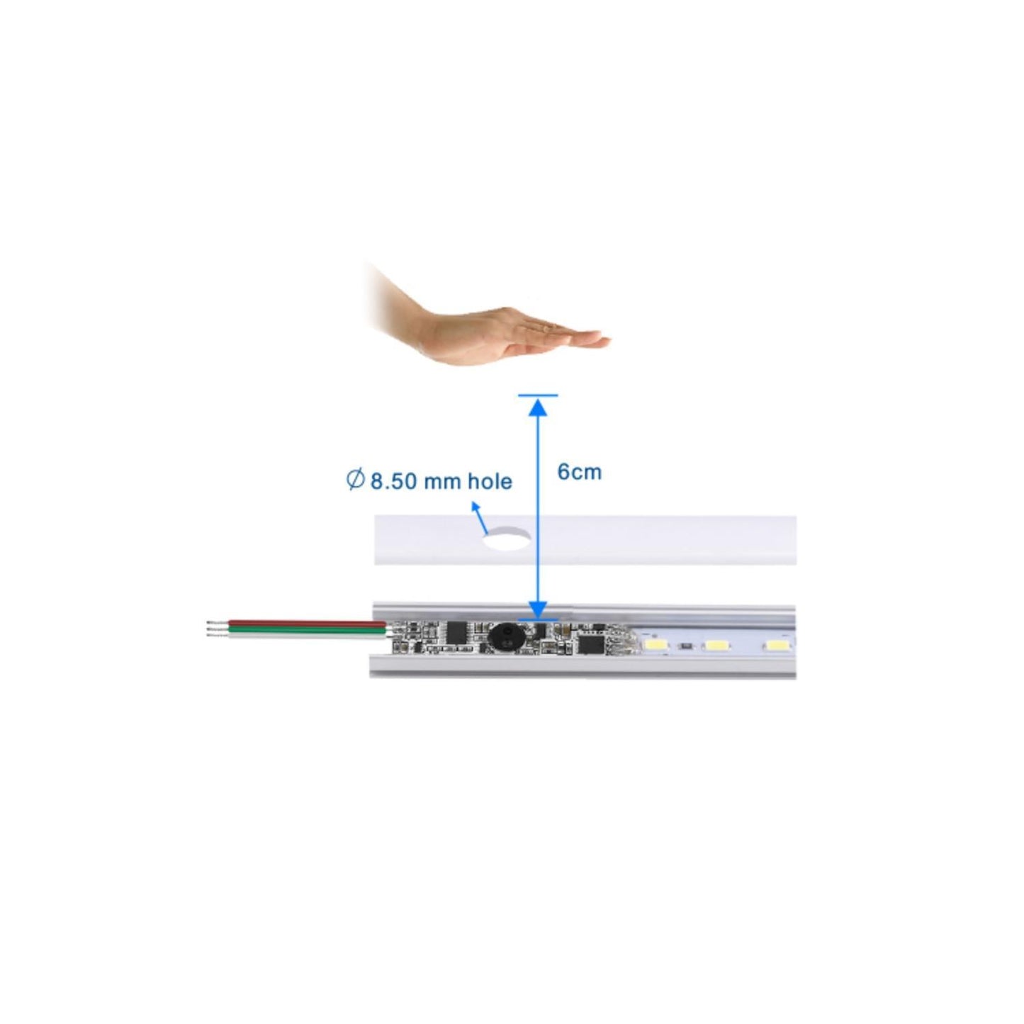 Interrupteur Variateur Sans Contact pour Ruban LED, 72W, IP20, Usage Intérieur