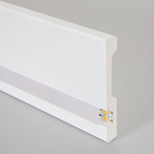 Moulure Plinthe Classic pour Rubans LED, Installation en Saillie, Intérieur, Blanc