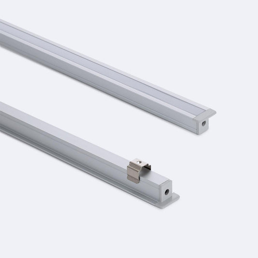 Profilé Aluminium Encastrable 2m pour Rubans LED, Capot Continu, jusqu'à 6mm