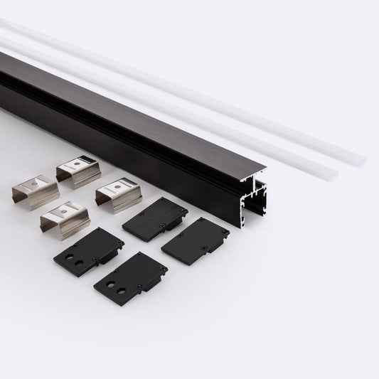 Profilé Aluminium Noir 2m pour Rubans LED, Installation en Saillie