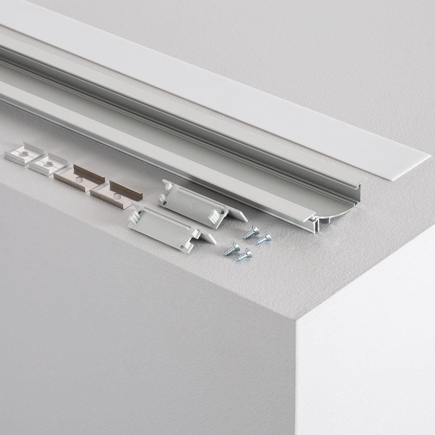 Profilé Aluminium Encastrable 1m pour Rubans LED 10mm, Installation Intérieure
