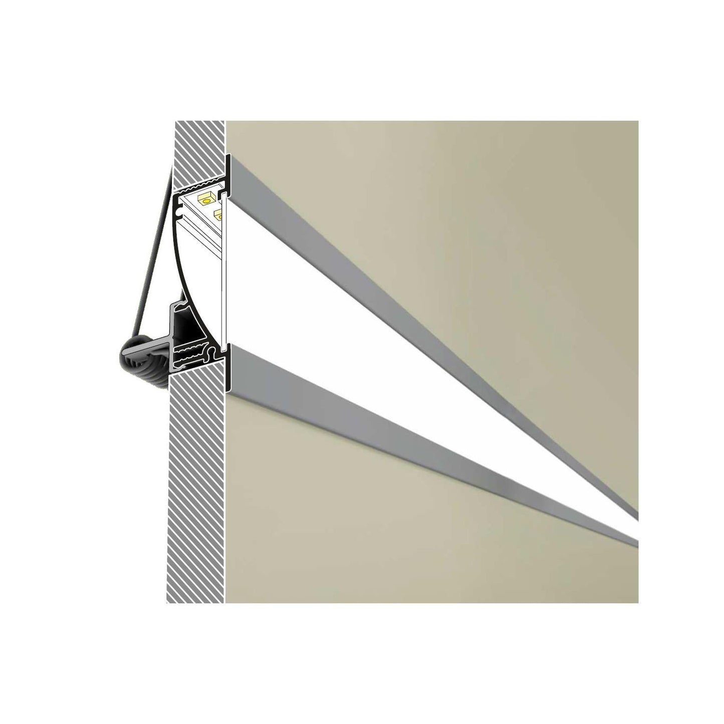 Profilé Aluminium Encastrable 1m pour Rubans LED 10mm, Installation Intérieure