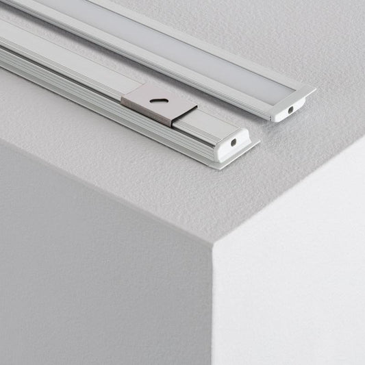 Profilé Aluminium Encastré 1m pour Rubans LED 10mm, Installation Intérieure