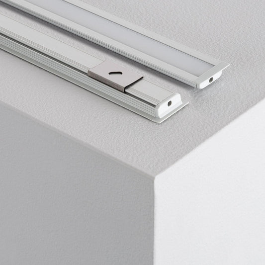 Profilé Aluminium Encastré 1m pour Rubans LED 10mm, Installation Intérieure