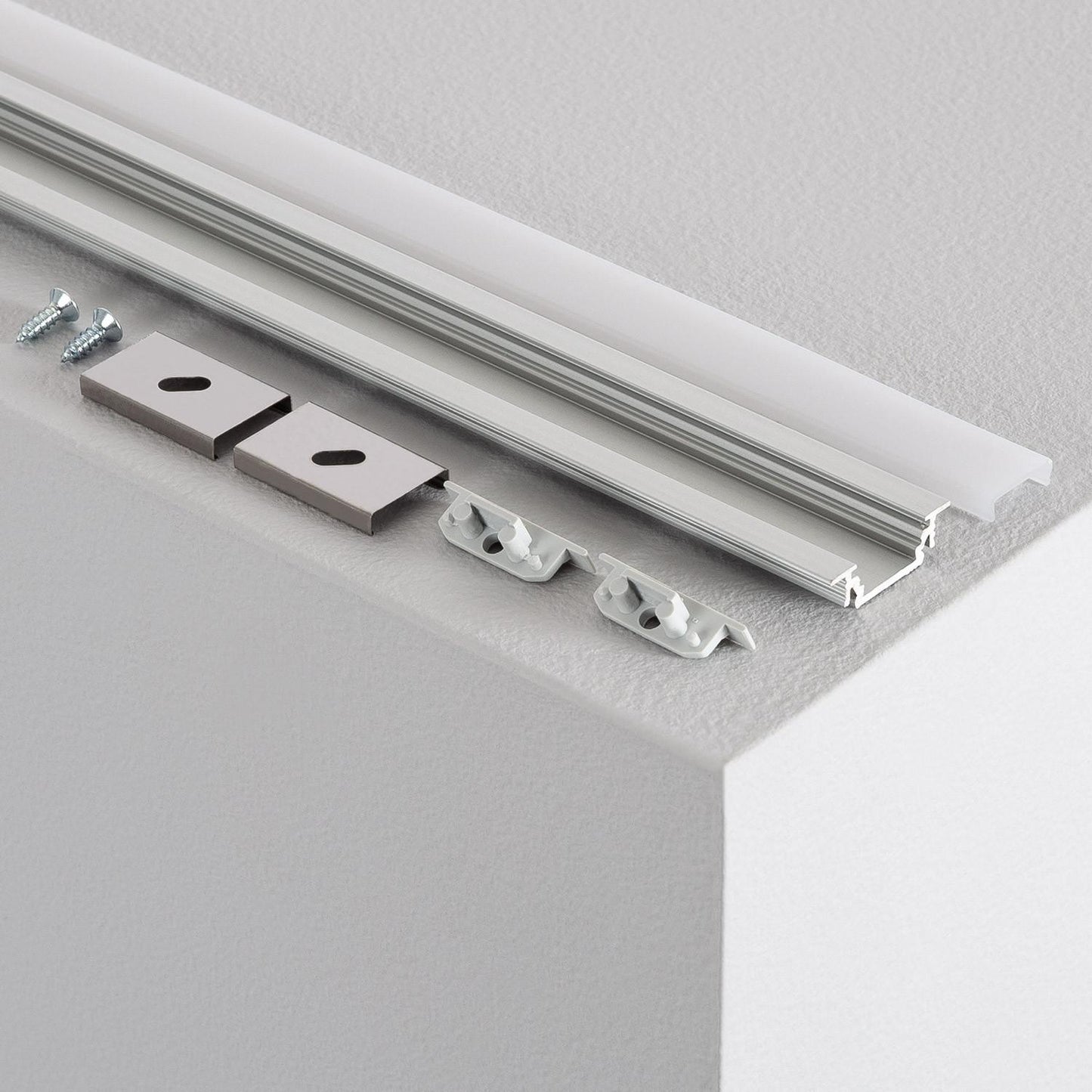 Profilé Aluminium Encastré 1m pour Rubans LED 10mm, Installation Intérieure