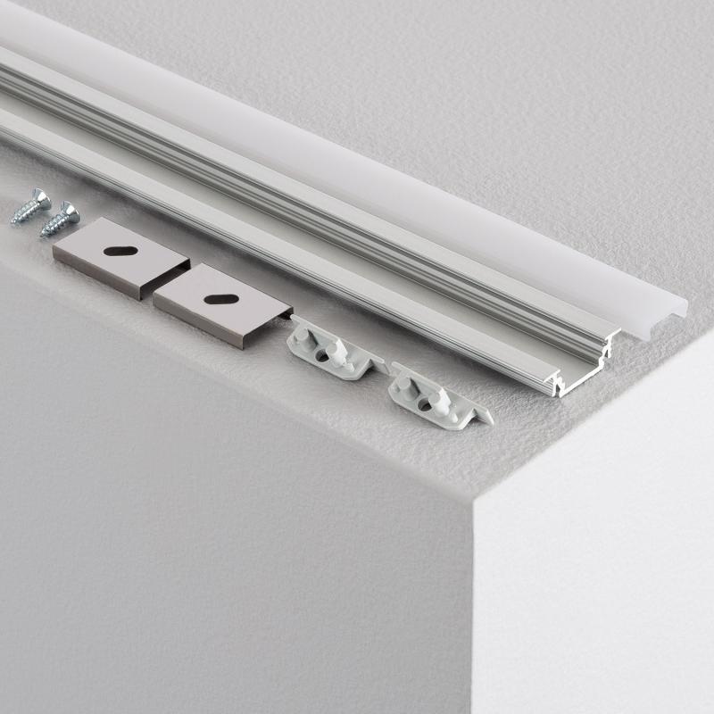 Profilé Aluminium Encastré 1m pour Rubans LED, Capot Coulissant, Installation Intérieure
