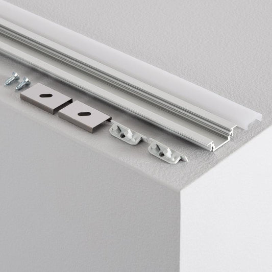 Profilé Aluminium Encastré 1m pour Rubans LED, Capot Coulissant, Installation Intérieure