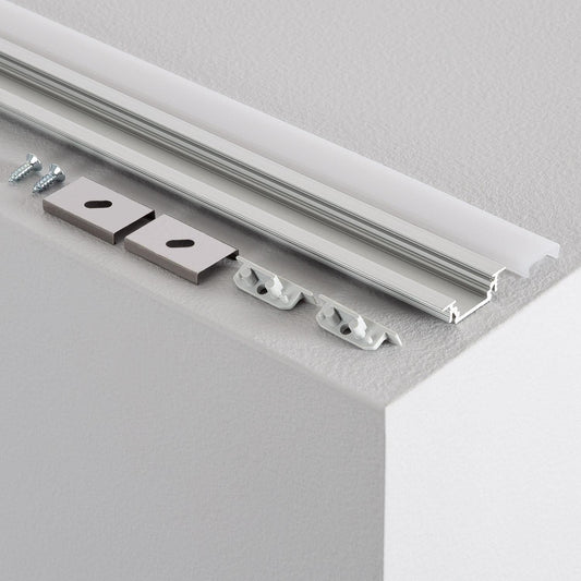 Profilé Aluminium Encastré 1m pour Rubans LED, Capot Coulissant, Installation Intérieure