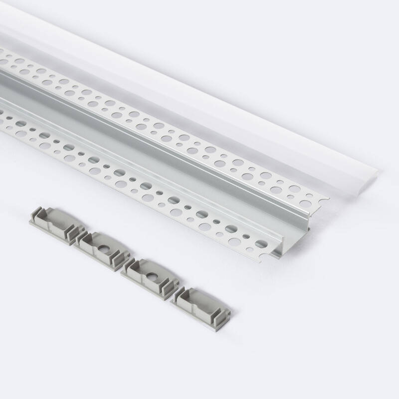 Profilé Aluminium 2m pour Ruban LED Double, Encastré, Extérieur et Intérieur