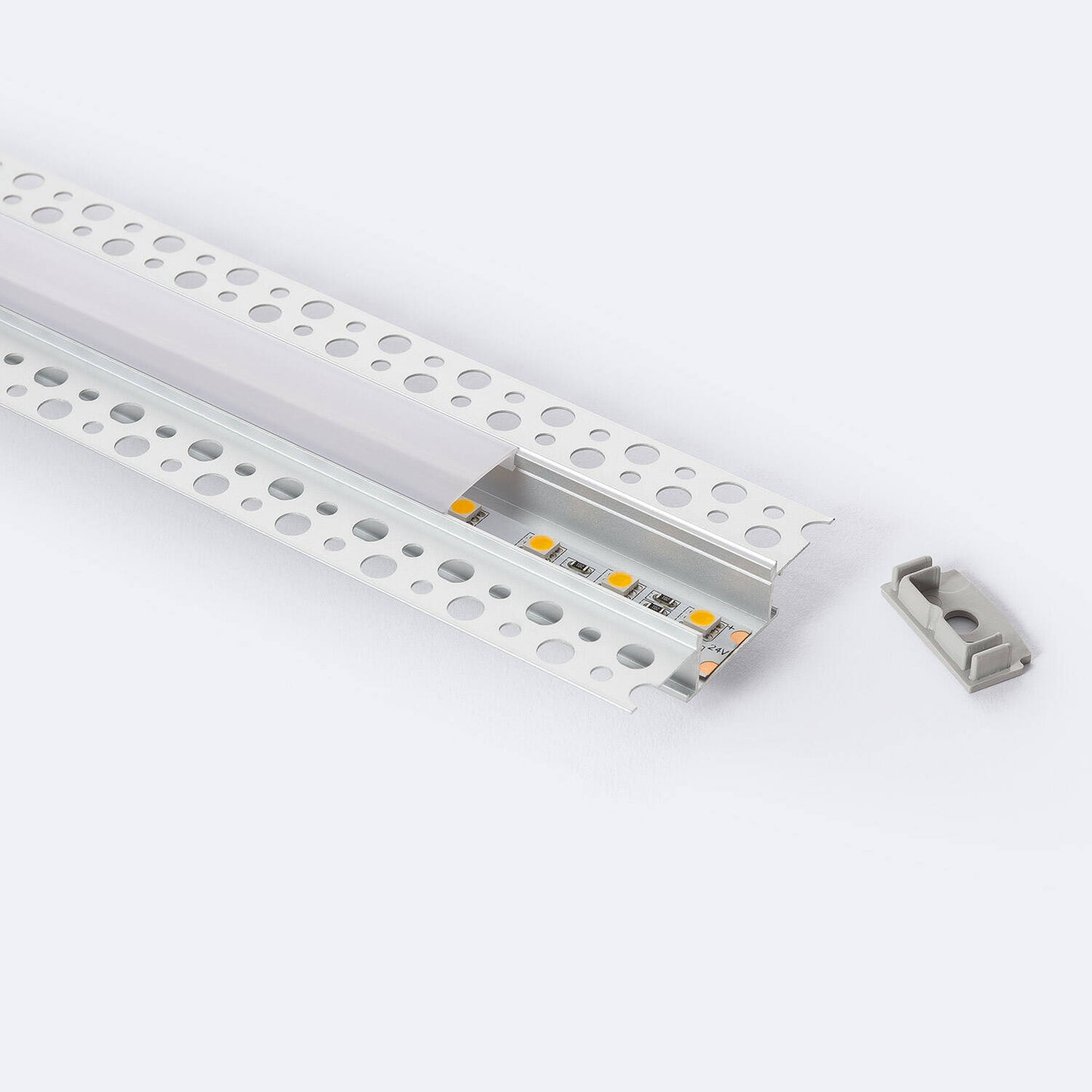 Profilé Aluminium 2m pour Ruban LED Double, Encastré, Extérieur et Intérieur