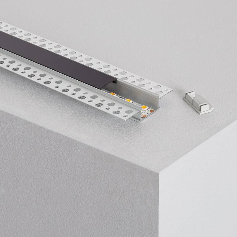 Profilé Aluminium 2m pour Ruban LED Double, Encastré, Extérieur et Intérieur