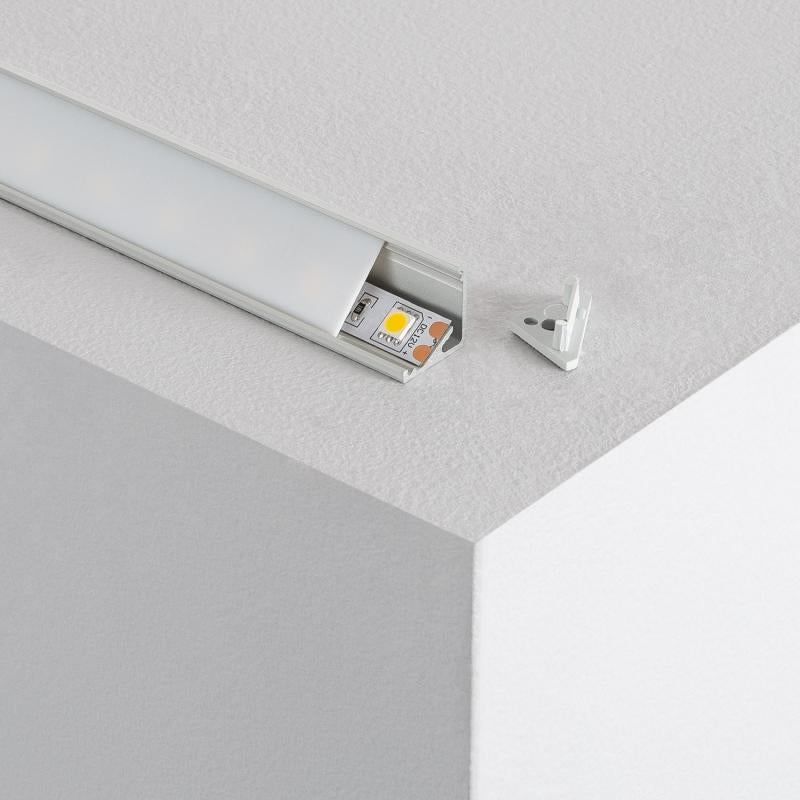 Profilé Aluminium Angle 1m pour Rubans LED jusqu'à 8mm, Installation En Saillie