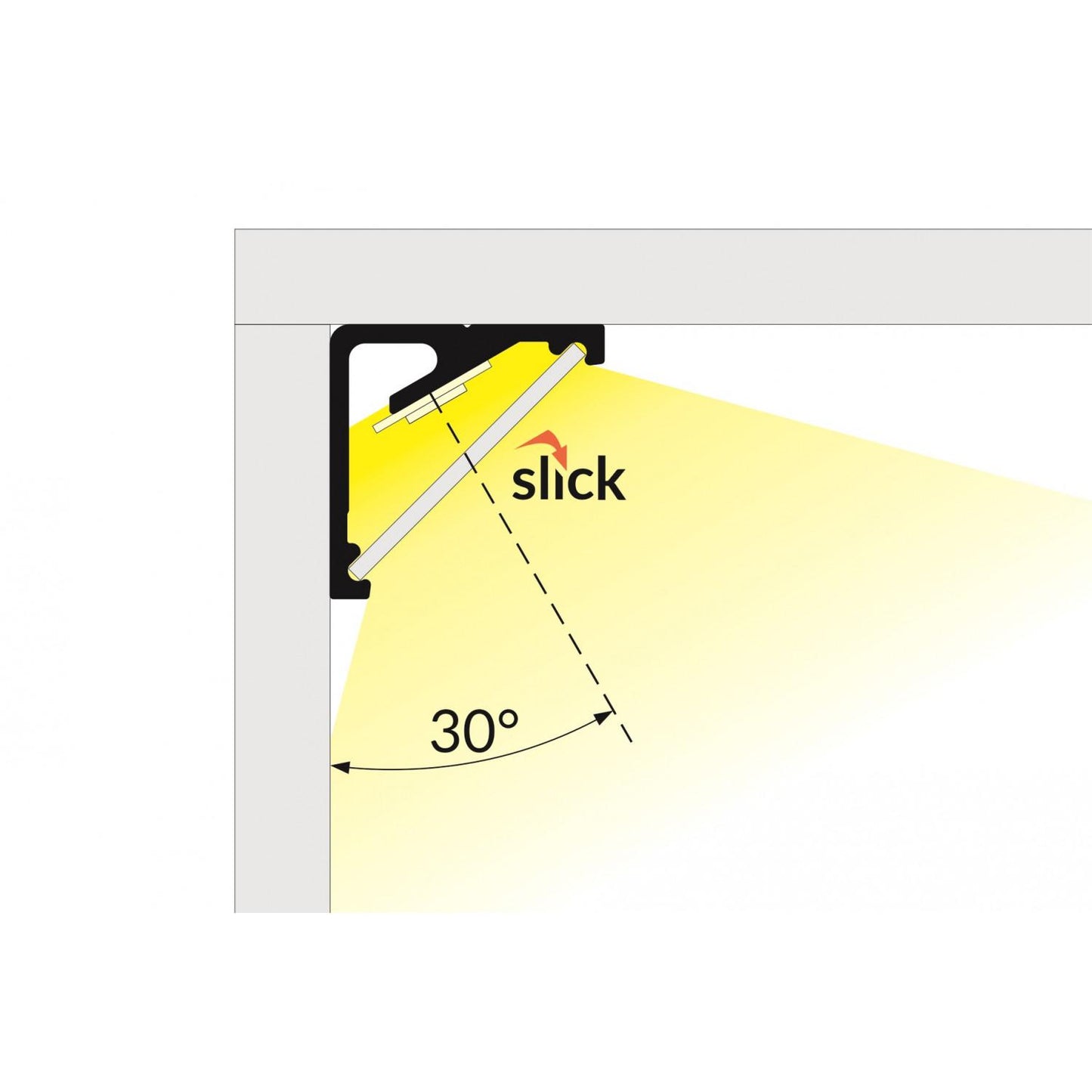Profilé Aluminium Angle 1m pour Rubans LED jusqu'à 8mm, Installation En Saillie