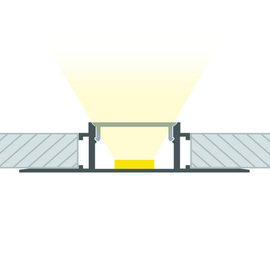 Profilé Aluminium pour Ruban LED, Intégration Plâtre/Placo, 20 mm, Noir