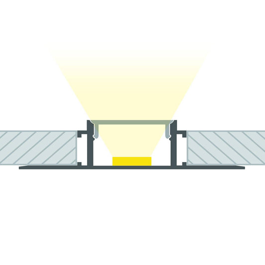 Profilé Aluminium pour Ruban LED, Intégration Plâtre/Placo, 20 mm, Noir