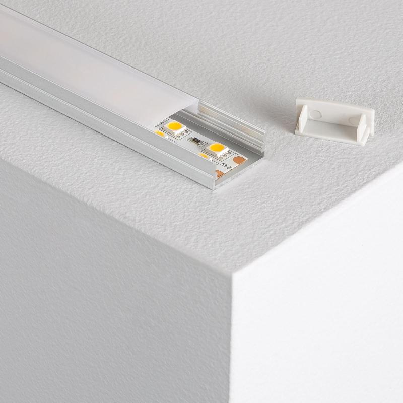 Profilé Aluminium 2m pour Double Ruban LED, Installation en Saillie, jusqu'à 20mm