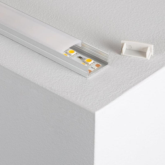 Profilé Aluminium 2m pour Double Ruban LED, Installation en Saillie, jusqu'à 20mm
