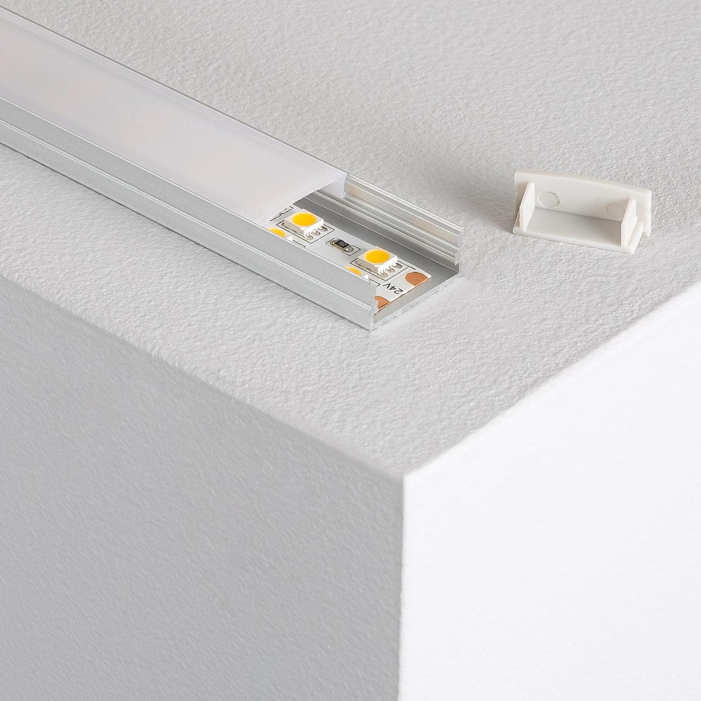 Profilé Aluminium 2m pour Double Ruban LED, Installation en Saillie, jusqu'à 20mm
