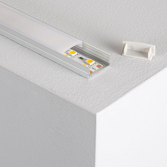 Profilé Aluminium 2m pour Double Ruban LED, Installation en Saillie, jusqu'à 20mm
