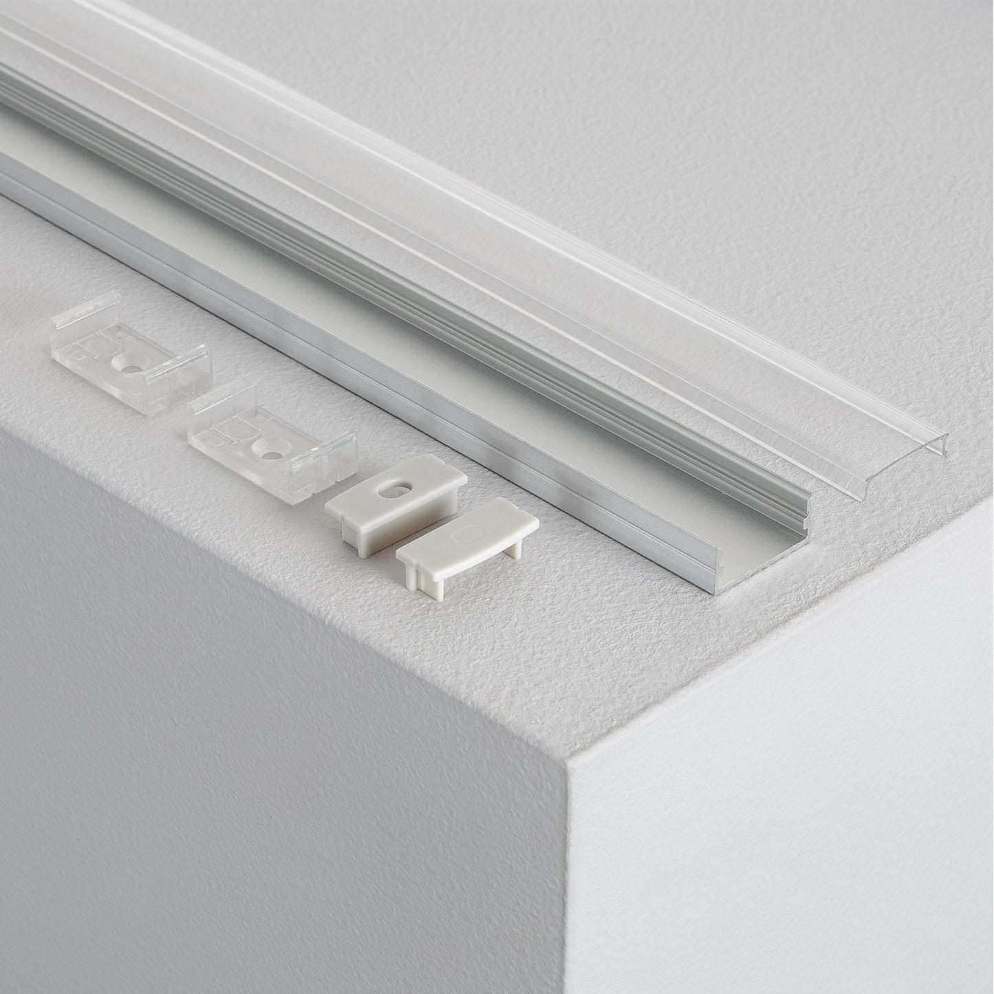 Profilé Aluminium 2m pour Double Ruban LED, Installation en Saillie, jusqu'à 20mm