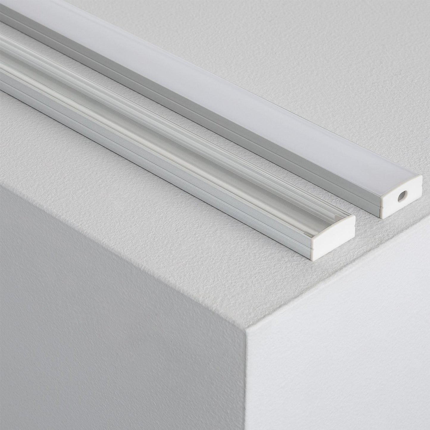 Profilé Aluminium 2m pour Double Ruban LED, Installation en Saillie, jusqu'à 20mm