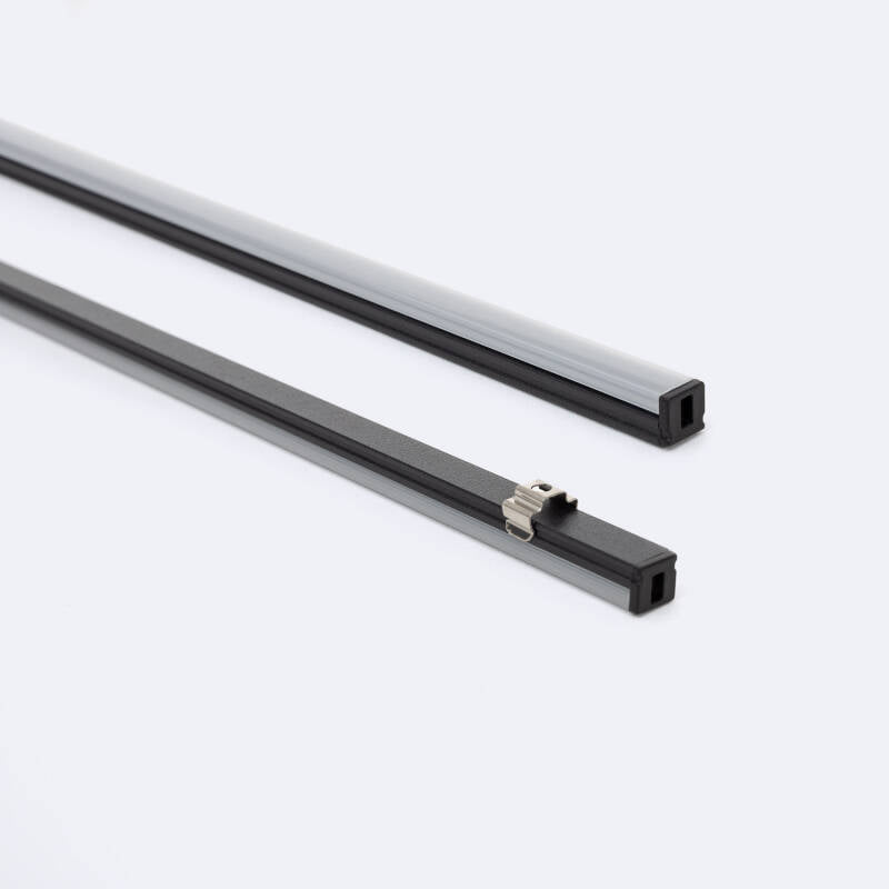 Profilé Aluminium 2m pour Ruban LED, Installation en Saillie, Noir