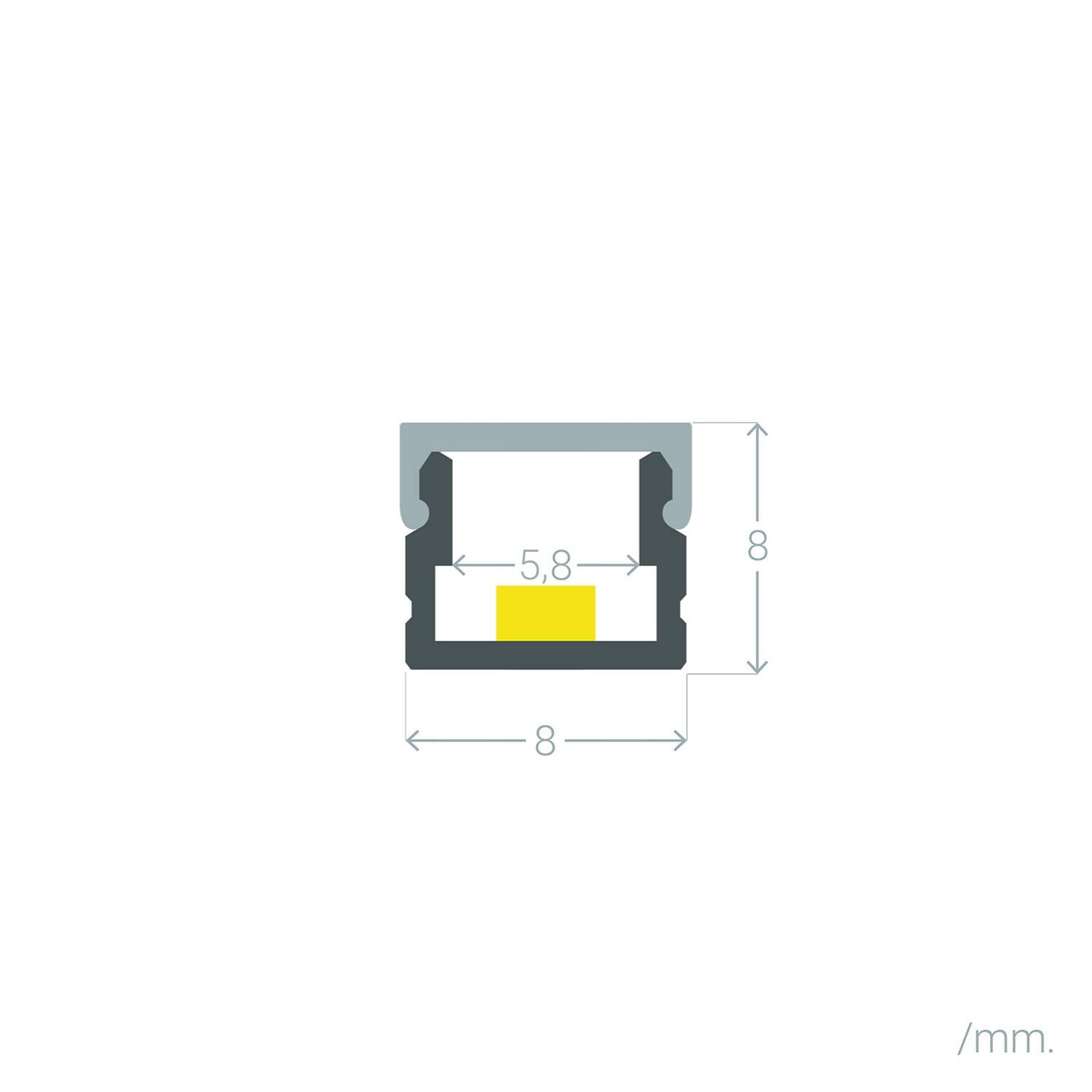 Profilé Aluminium 2m pour Ruban LED, Installation en Saillie, Noir