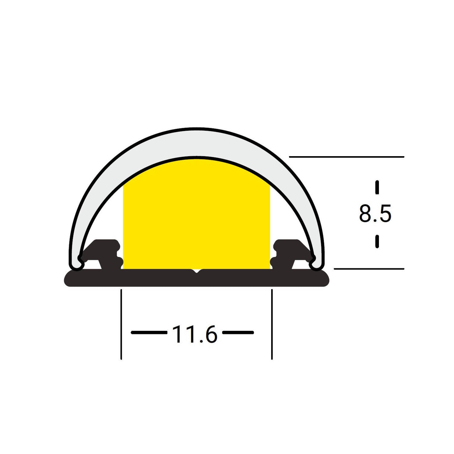 Profilé Aluminium Flexible 1m pour Rubans LED 12mm, Installation en Saillie