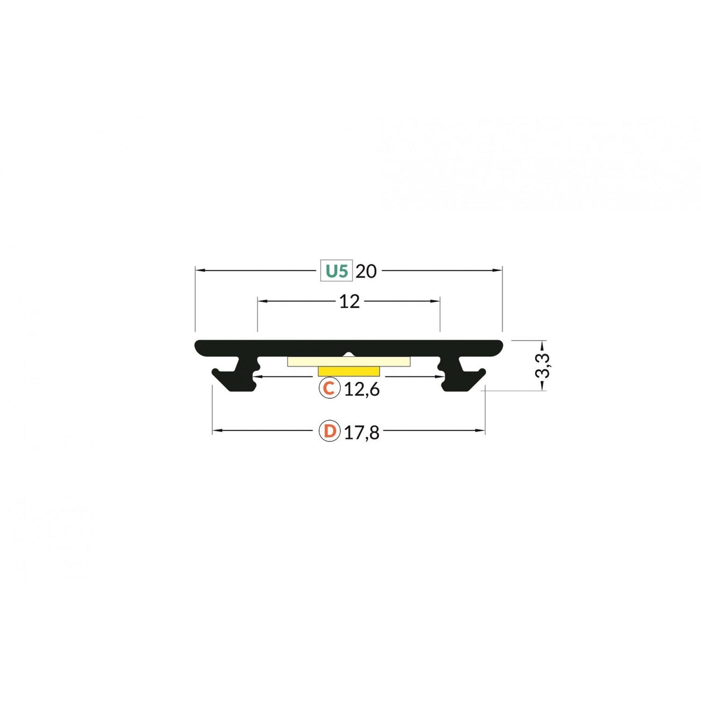 Profilé Aluminium Flexible 1m pour Rubans LED 12mm, Installation en Saillie