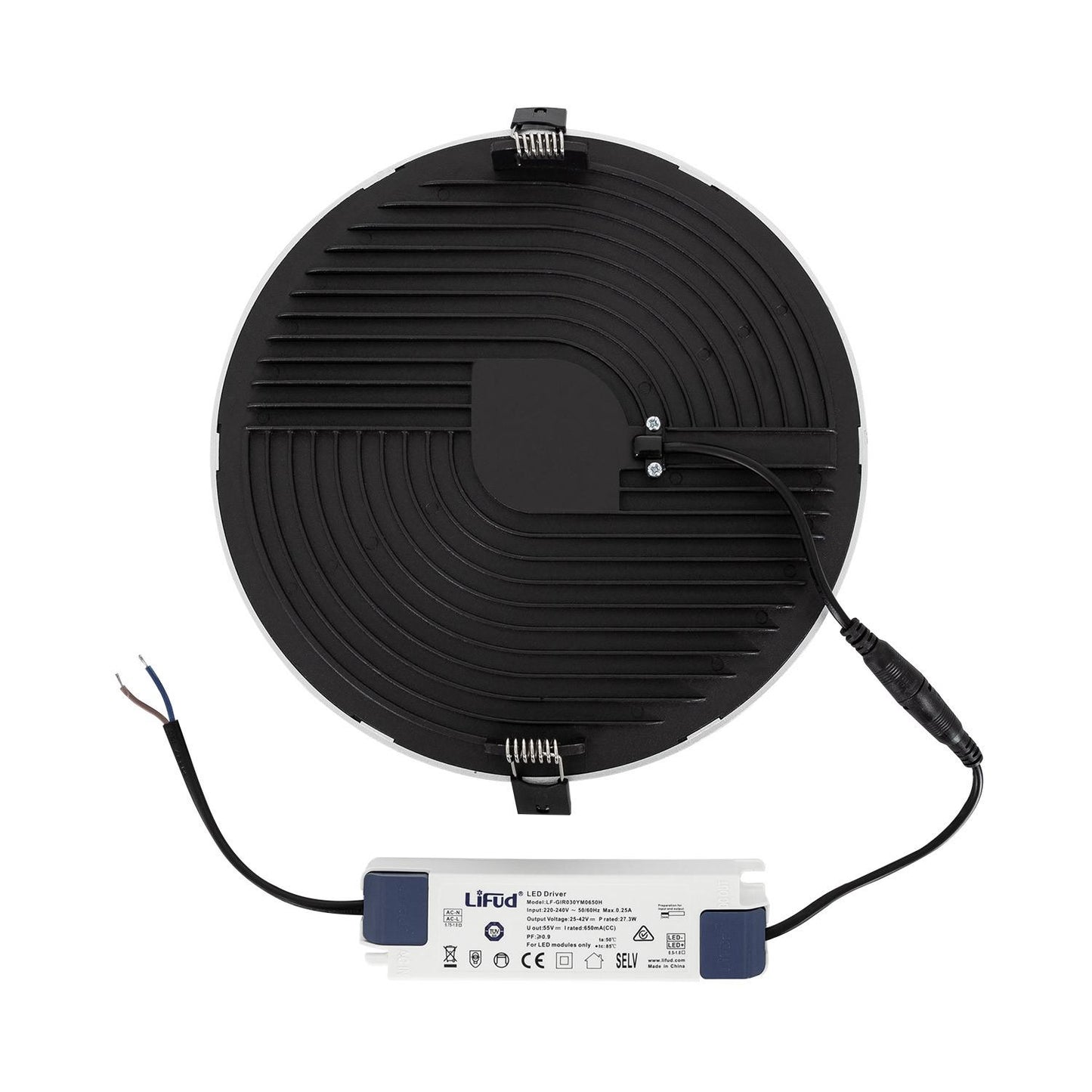 Dalle LED Ronde 30W Surface Encastrée, IP40, Ø205mm, UGR 19, Grise