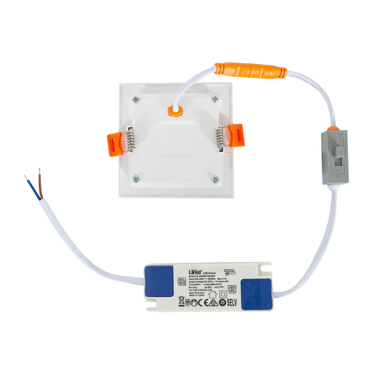 Dalle LED Carrée 7W, IP40, UGR 17, Installation Encastrée