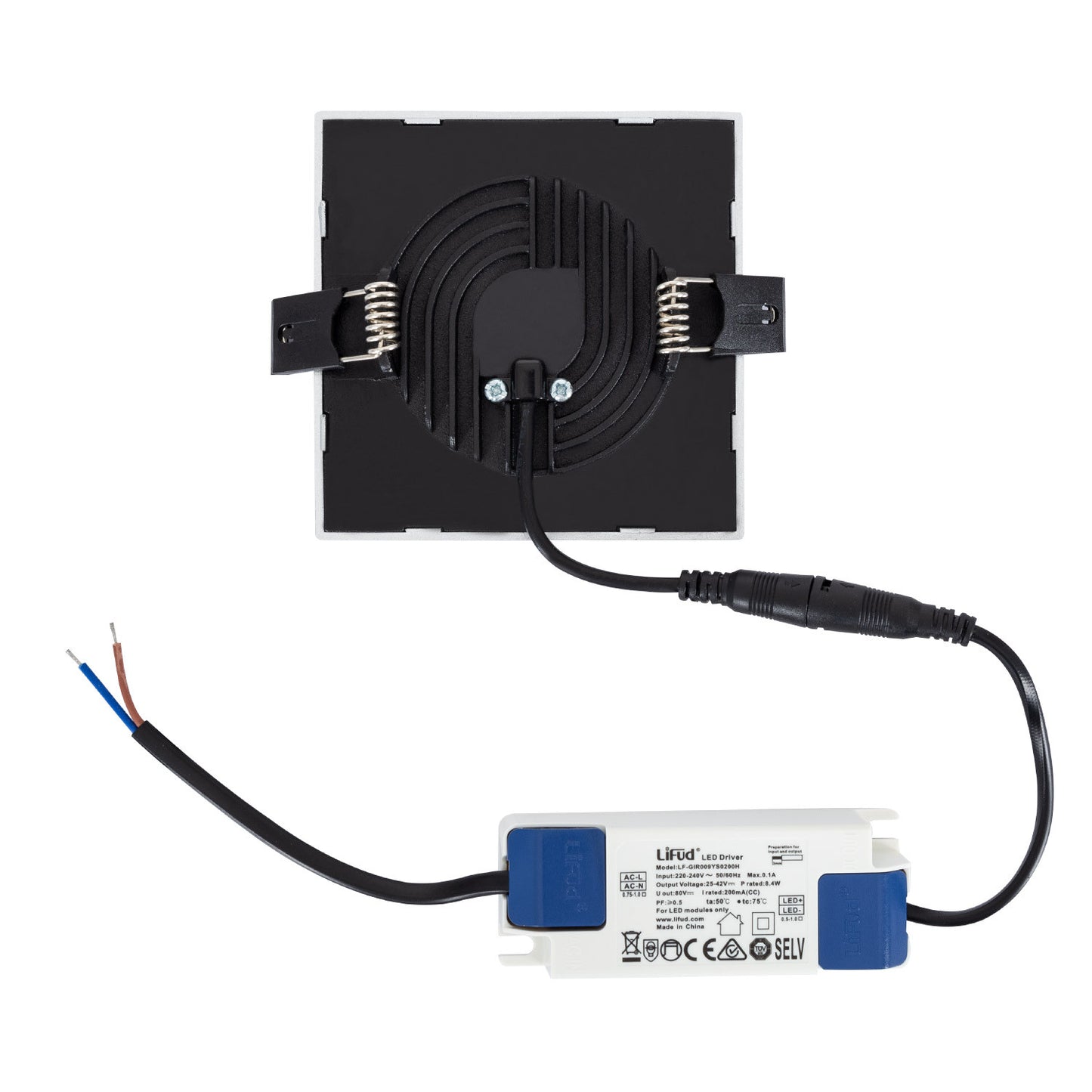 Dalle LED Carrée 8W High Lumen, IP44, IK05, Installation Encastrée, Argentée