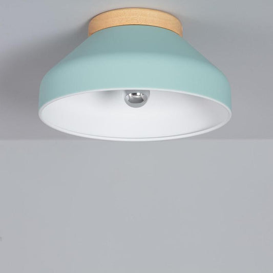 Plafonnier Rond en Aluminium et Bois Ø300 mm IP20